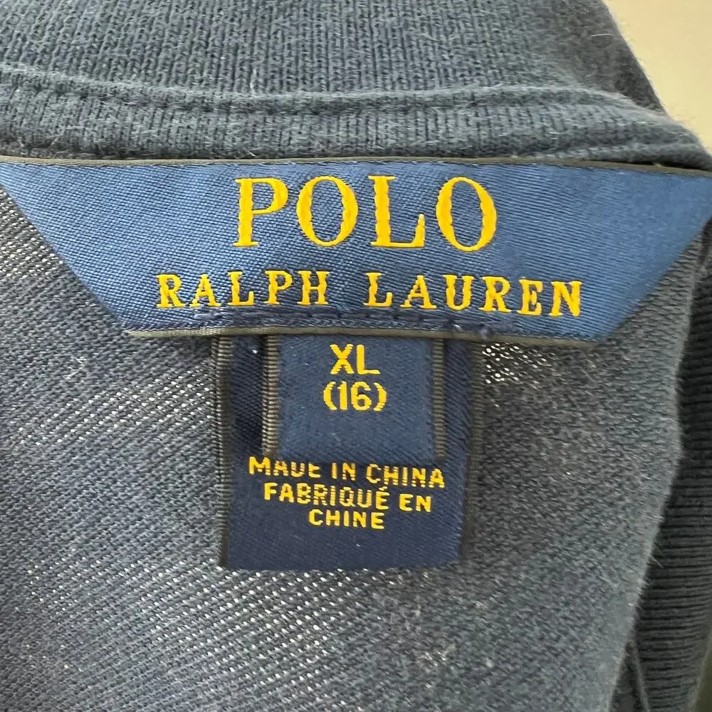 POLO RALPH LAUREN Blue White Cotton Bandana Print Short Sleeve Dress Girls XL